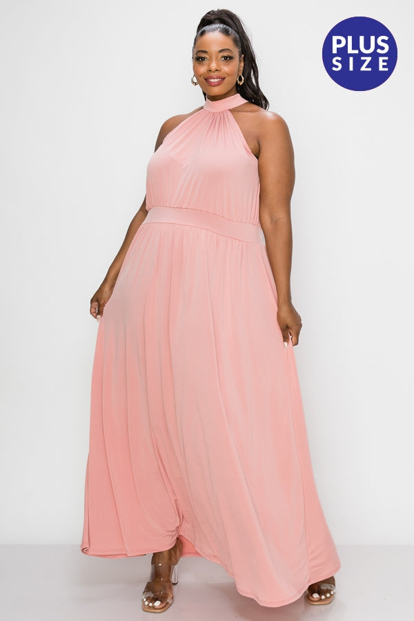 CKB Peach Halter Maxi Dress PLUS